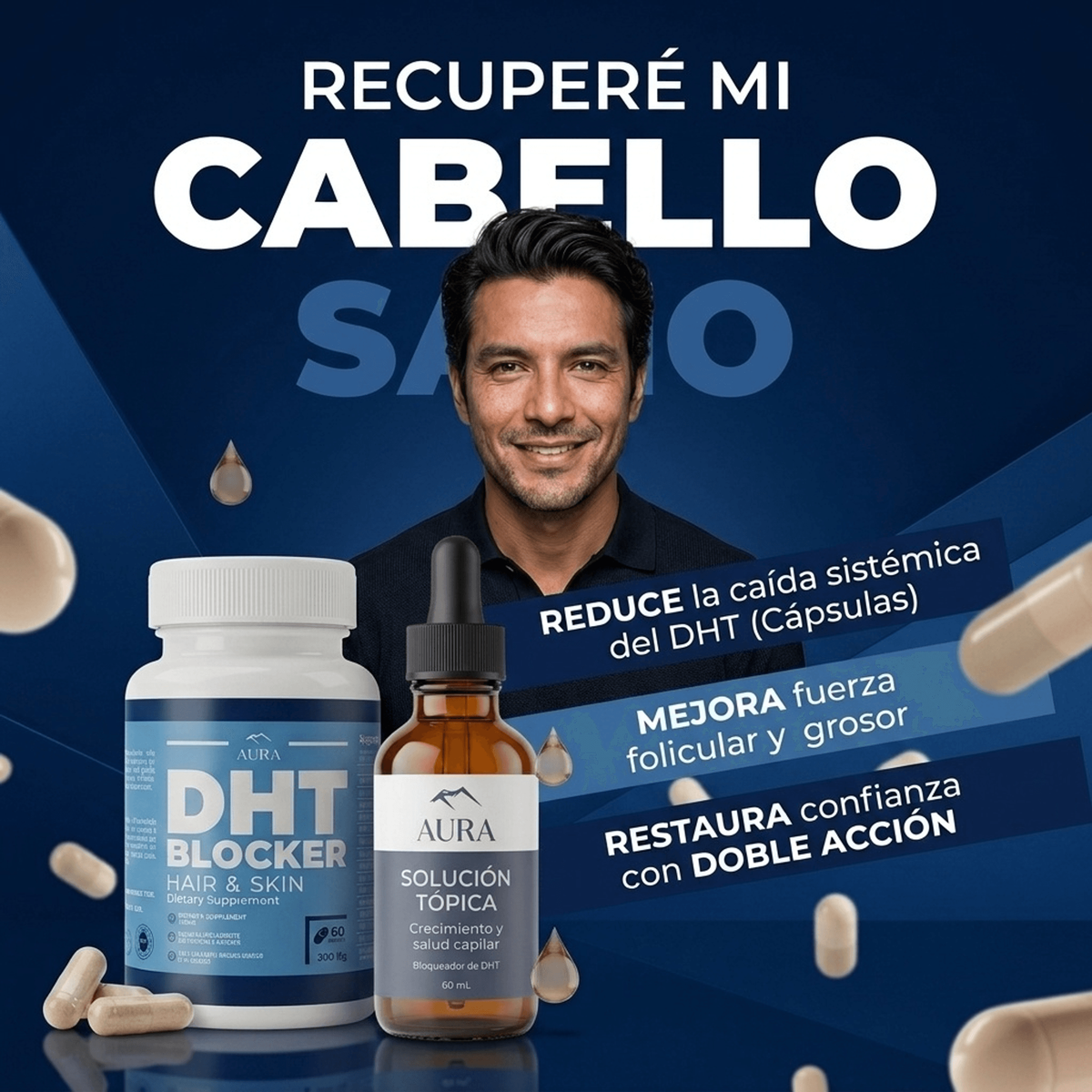 Combo DHT Blocker (cápsulas) + Tónico DHT Control (tópico)