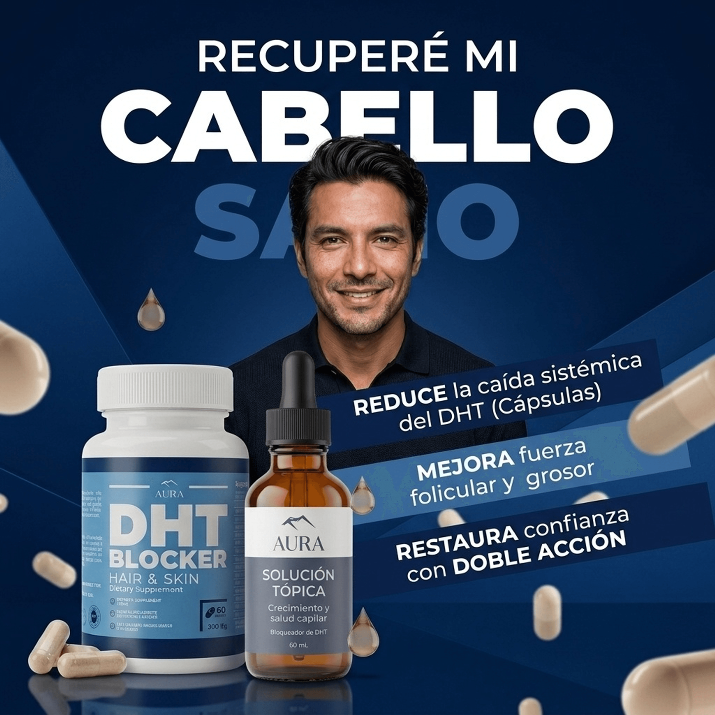 Combo DHT Blocker (cápsulas) + Tónico DHT Control (tópico)