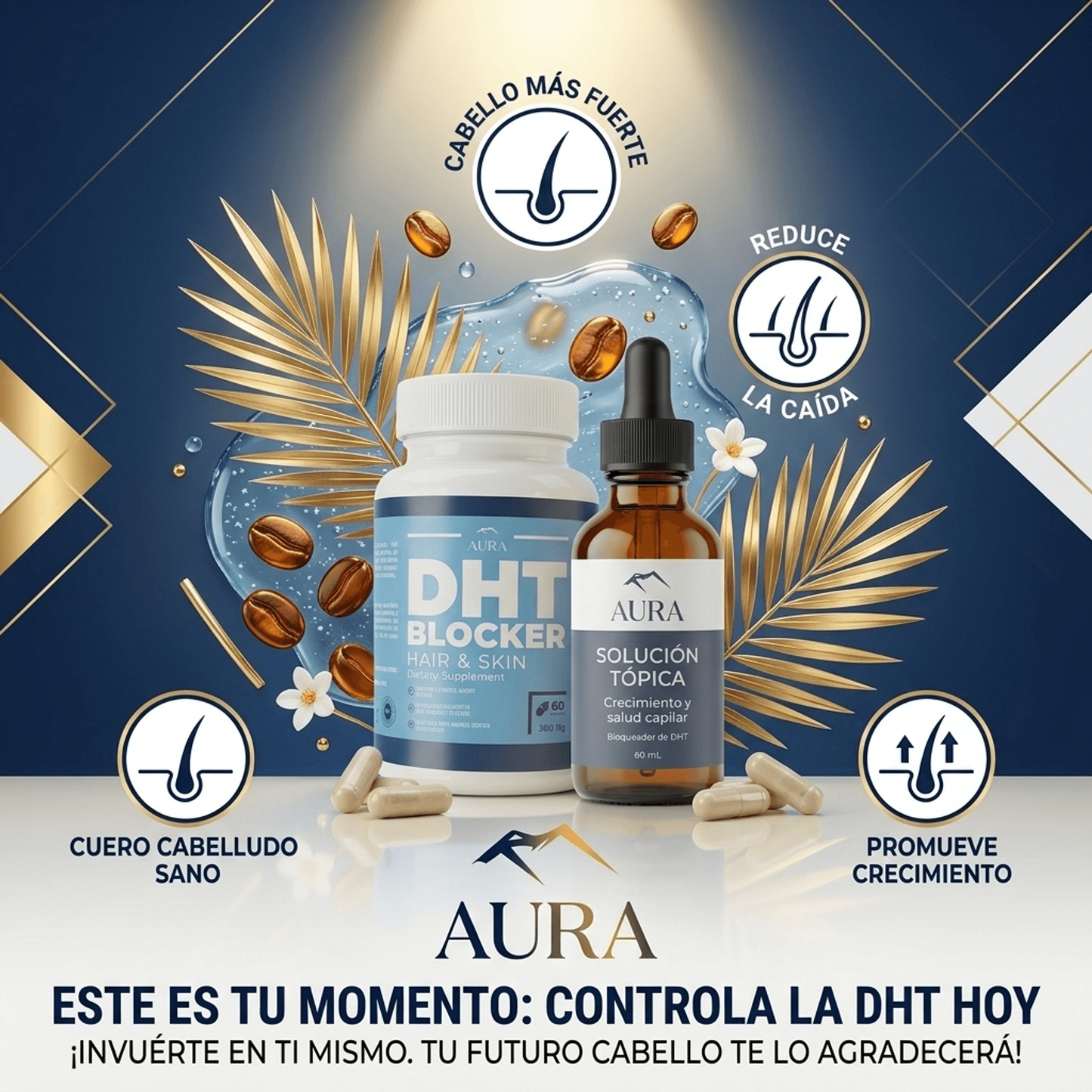 Combo DHT Blocker (cápsulas) + Tónico DHT Control (tópico)